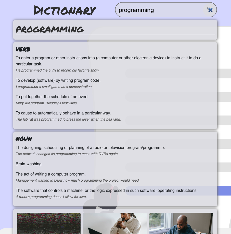 Picture of the dictionary app